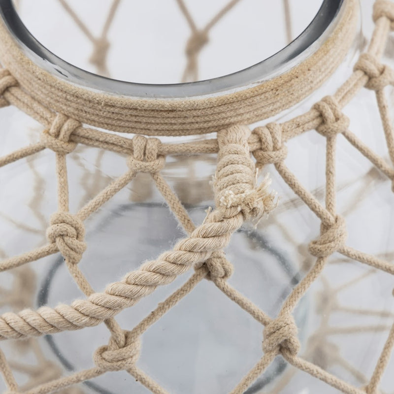 Atlas Lighting Bonita Vase | Clear Glass with Natural Jute Wrap | Living Room & Entryway Decor | 12 x 12 x 8.25 in | Model AC11110-01