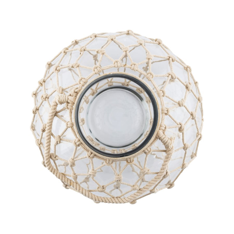 Atlas Lighting Bonita Vase | Clear Glass with Natural Jute Wrap | Living Room & Entryway Decor | 12 x 12 x 8.25 in | Model AC11110-01