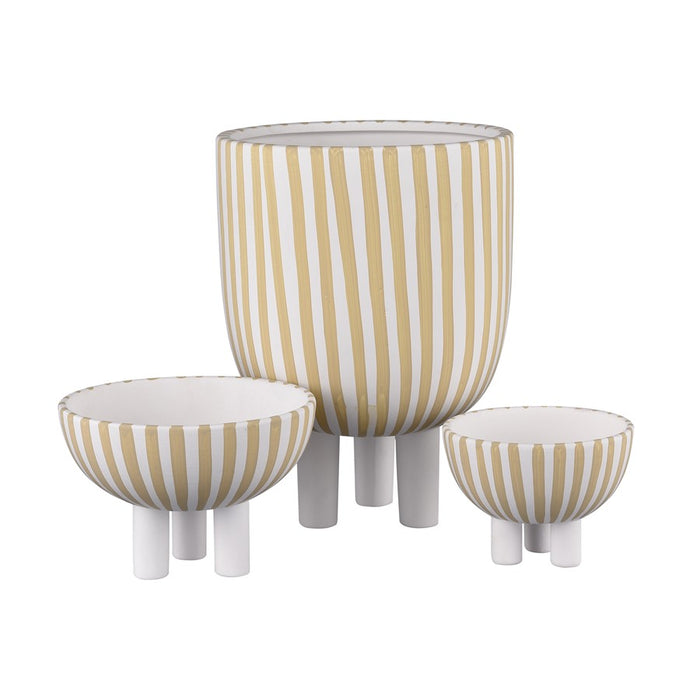Atlas Lighting Booth Striped Vase, White