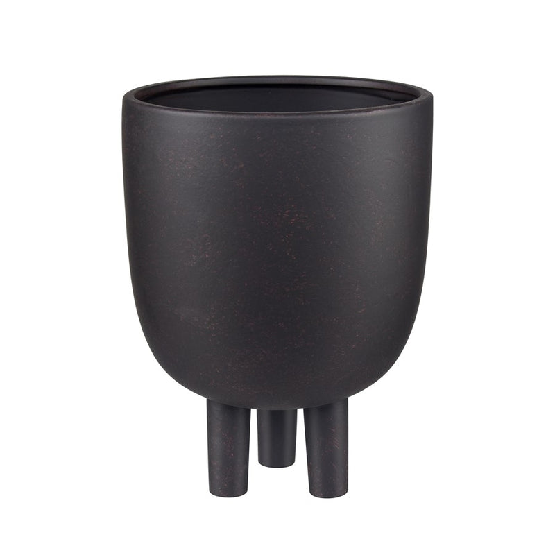 Atlas Lighting Booth Vase | Modern Matte Black Earthenware | Living Room & Entryway Decor | 8 x 8 x 10.25 in | Model AC11114-02