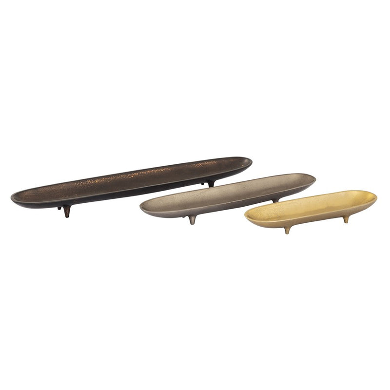 Atlas Lighting Bosco Tray Set of 3 | Transitional Nickel, Brass & Bronze Metal | Coffee Table & Console Organizer | Model AC11115-01S