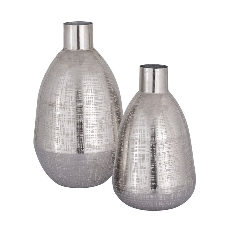 Atlas Lighting Bourne Small Vase | Transitional Polished Silver Metal | Console & Coffee Table Decor | 8.25 x 8.25 x 14.5 in | Model AC11116-01