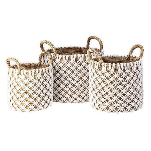 Atlas Lighting Bradley Banana Leaf Basket, Set of 3, Natural