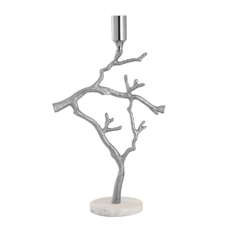 Atlas Lighting Branch 21in Candleholder | Traditional Nickel Metal with Marble Base | Mantel & Dining Table Decor | 10 x 5 x 21 in | Model AC11121-01