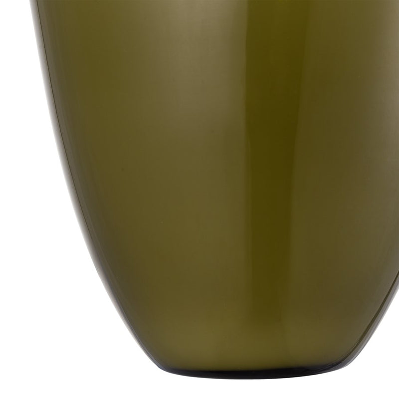 Atlas Lighting Braund Vase Olive | Transitional Blown Glass with White Interior | Living Room & Entryway Decor | 9 x 8 x 14.5 in | Model AC11126-01