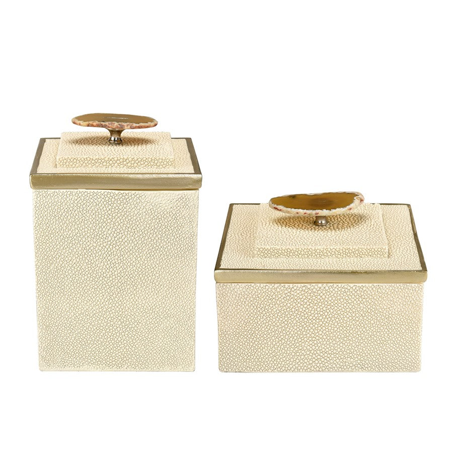 Atlas Lighting Brenner Box, Set of 2, Ivory