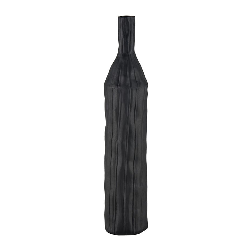 Atlas Lighting Carter Vase Black | Earthenware Modern Sculptural Vase | Living Room & Entryway Decor | 4.75 x 4.75 x 23.5 in | Model AC11161-02