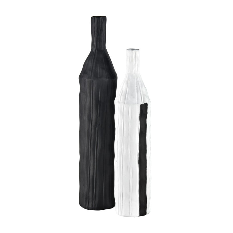 Atlas Lighting Carter Vase Black | Earthenware Modern Sculptural Vase | Living Room & Entryway Decor | 4.75 x 4.75 x 23.5 in | Model AC11161-02