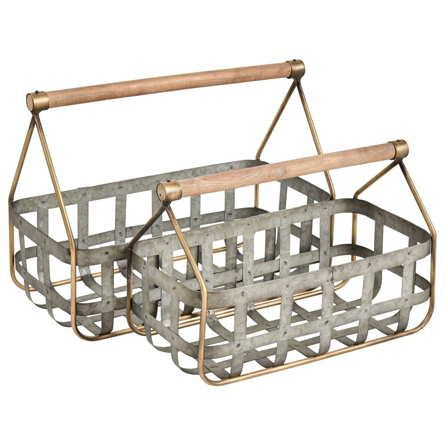 Atlas Lighting Catcliffe Basket, Set of 2, Galvanized
