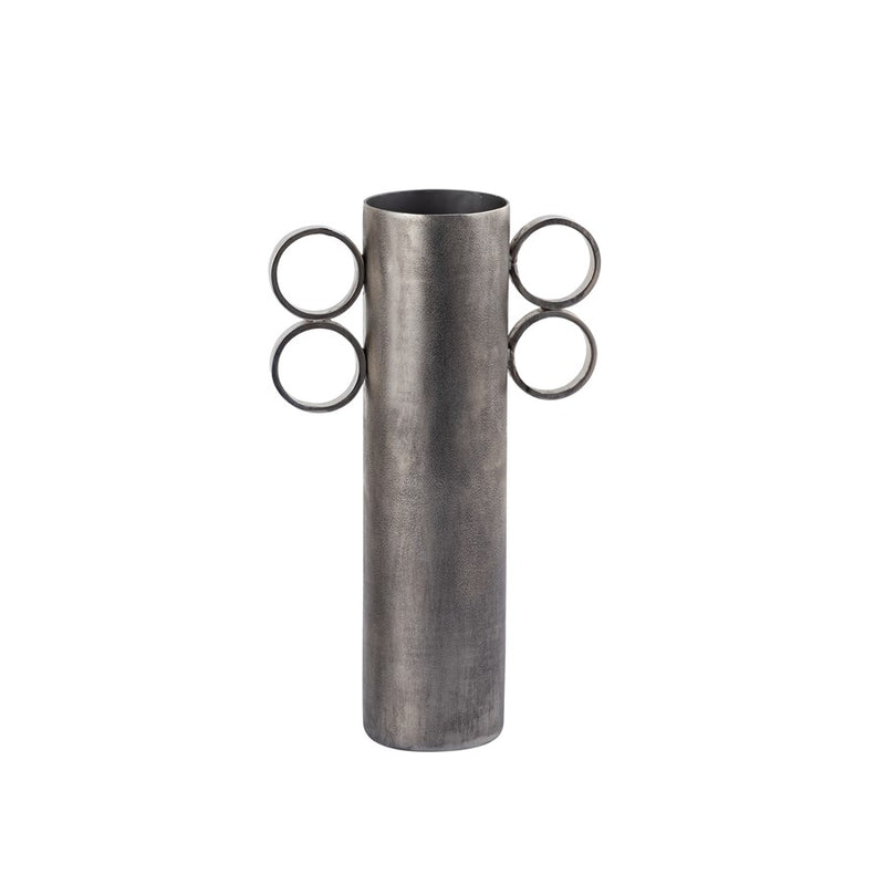 Atlas Lighting Cirq Small Vase | Antique Nickel Metal with Nickel Handles | Living Room & Entryway Decor | 7.5 x 3.25 x 12.5 in | Model AC11181-01