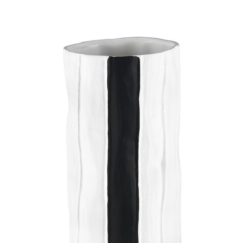 Atlas Lighting Clark 15in Striped White/Black Earthenware Vase | Modern Contemporary Decor | Living Room & Entryway Display | Model AC11182-03