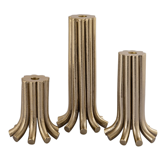 Atlas Lighting Contour Candleholder, Set of 3, Aged Brass