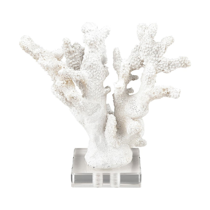 Atlas Lighting Coral Set of 2 White Resin Sculptures | Modern Organic Decor | Shelf & Tabletop Accent | 11.75 x 5 x 8.25 in | Model AC11203-01S