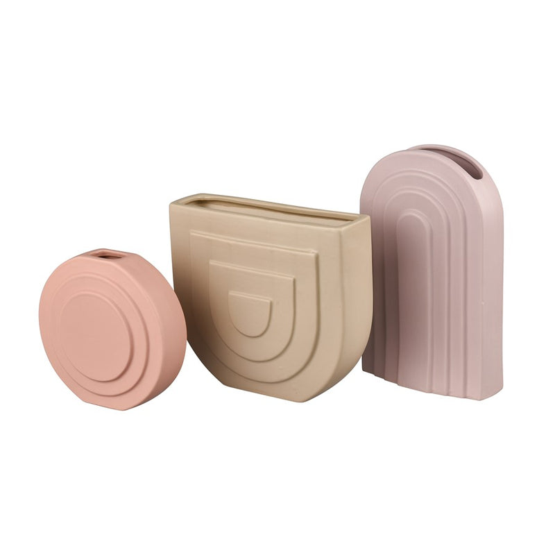 Atlas Lighting Corin Small Vase | Pink Earthenware Modern Sculptural Decor | Living Room & Shelf Accent | 5in W x 2in D x 5.75in H | Model AC11206-01
