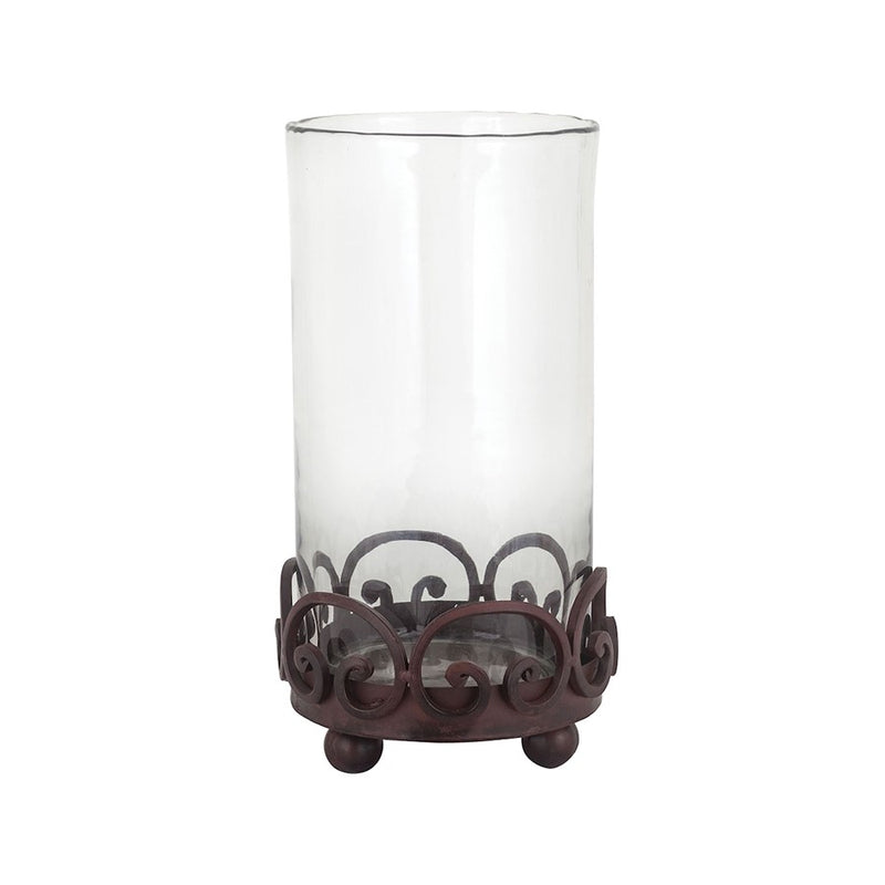Atlas Lighting Corona Hurricane | Dark Brown Metal & Clear Glass Candle Holder | Dining Room & Mantel Accent | Model AC11208-01