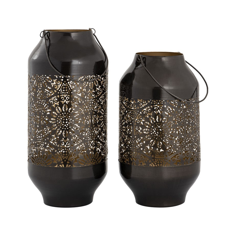 Atlas Lighting Culler Lantern Set of 2, Gloss Black