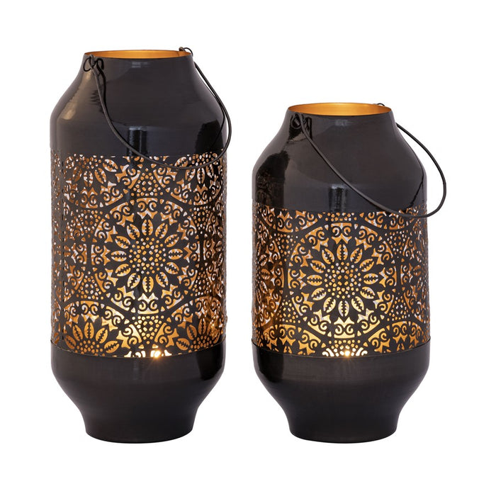 Atlas Lighting Culler Lantern Set of 2, Gloss Black