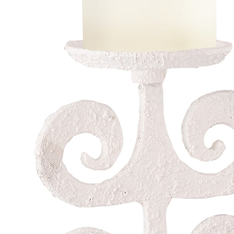 Atlas Lighting Curled Fern Candleholder | Transitional White Metal & Black Stone | Mantel & Tabletop Decor | 8 x 5 x 19 in | Model AC11217-01