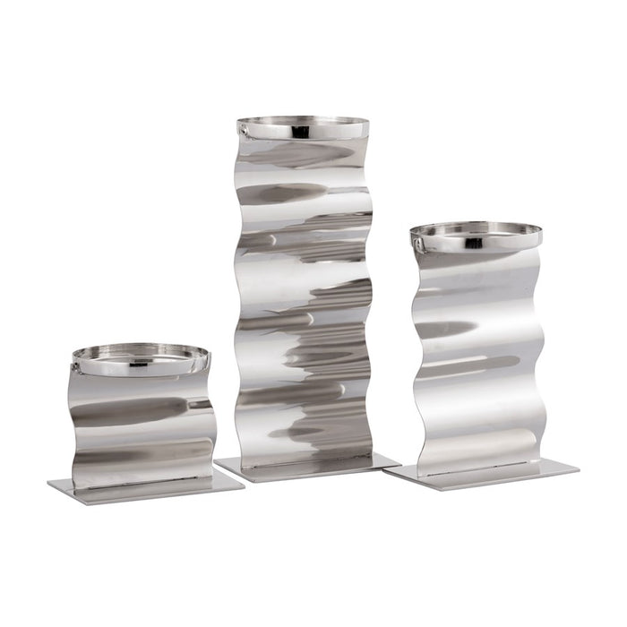 Atlas Lighting Curve Candleholder, Set of 3, Polished Nickel