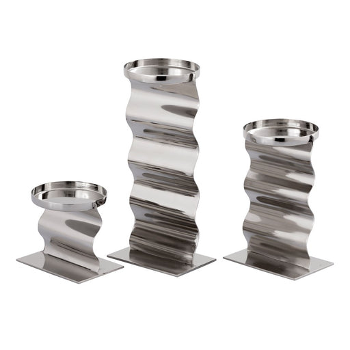 Atlas Lighting Curve Candleholder, Set of 3, Polished Nickel