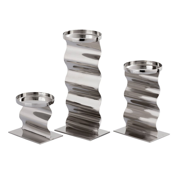 Atlas Lighting Curve Candleholder, Set of 3, Polished Nickel
