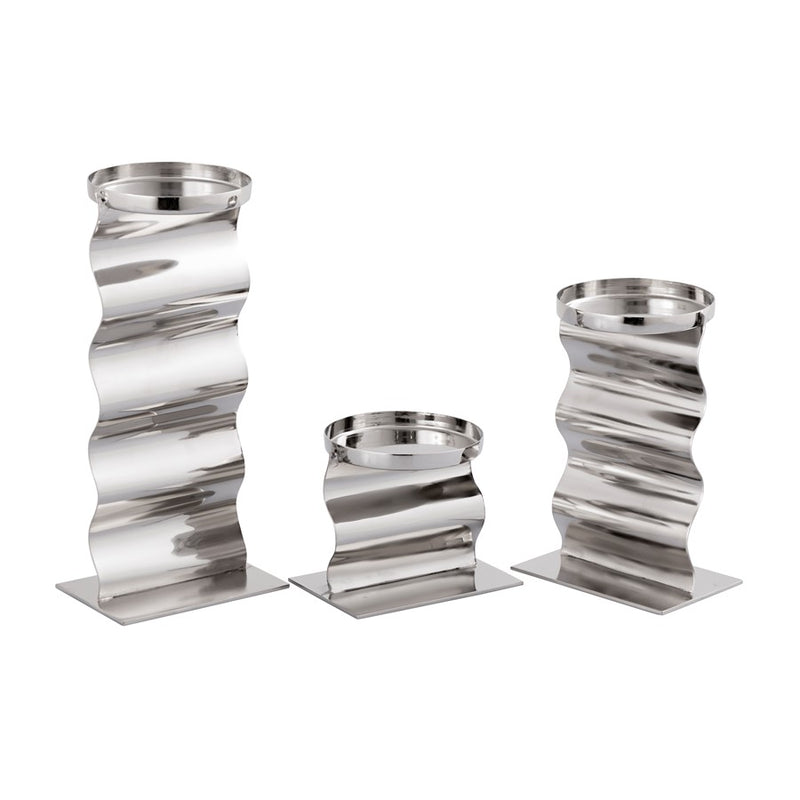 Atlas Lighting Curve Candleholder, Set of 3, Polished Nickel