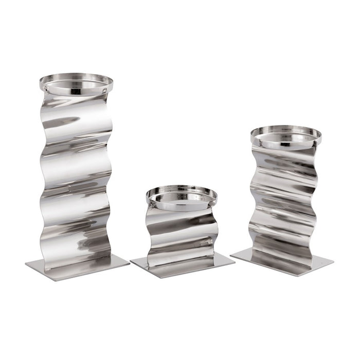 Atlas Lighting Curve Candleholder, Set of 3, Polished Nickel