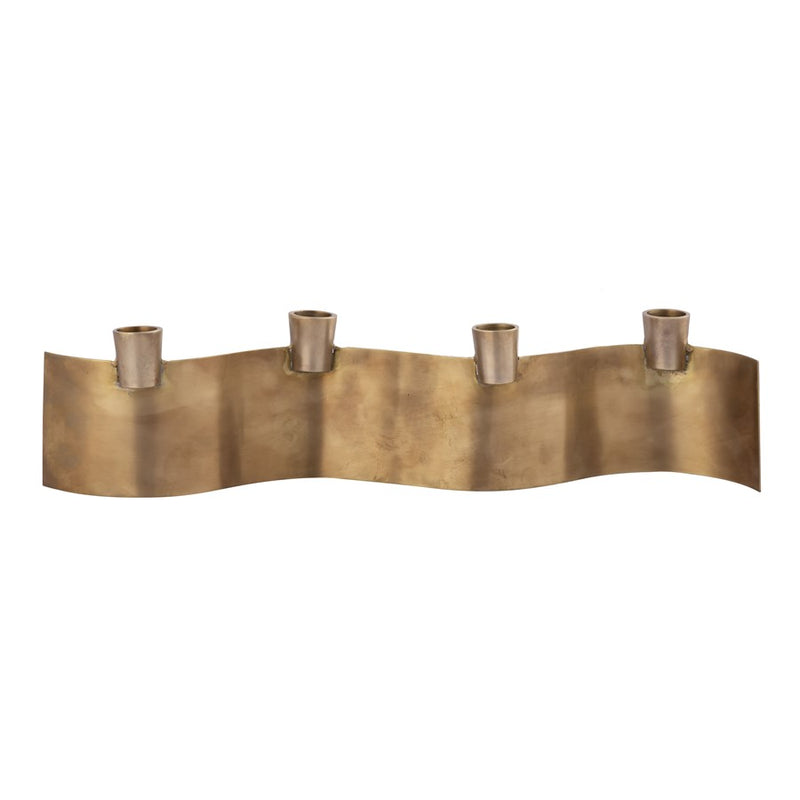 Atlas Lighting Curve Multi Candleholder | Modern Aged Brass Metal | Dining Table & Centerpiece Decor | 16 x 3 x 3.75 in | Model AC11220-01
