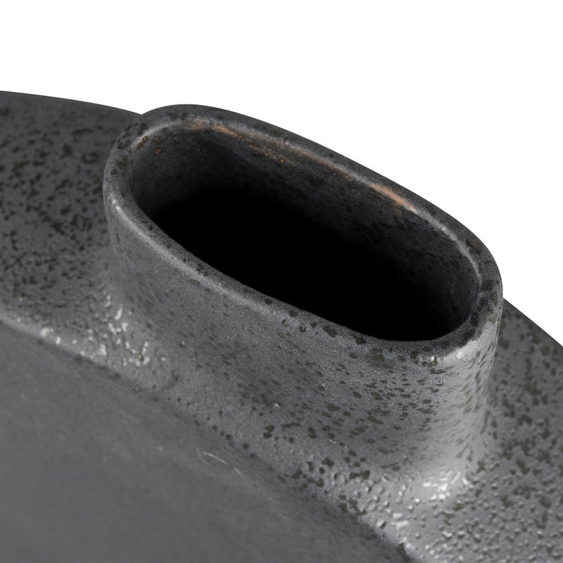 Atlas Lighting Damen Vase | Speckled Black Earthenware Ceramic | Tabletop, Console & Shelf Decor | 14 x 3 x 17 in | Model AC11225-01