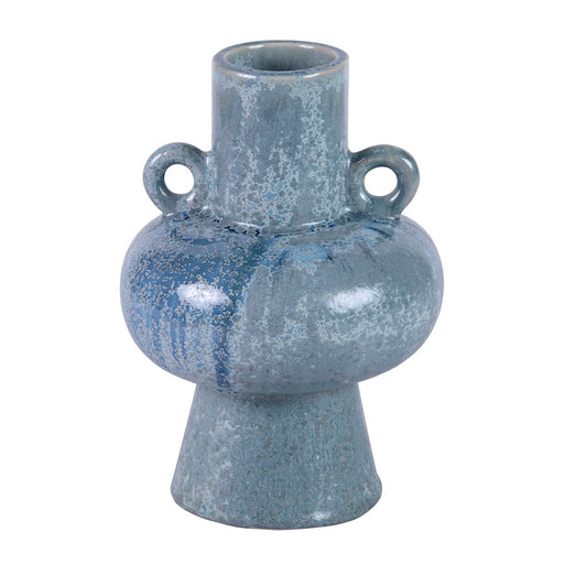Atlas Lighting Derry Vase, Short, Blue Glazed