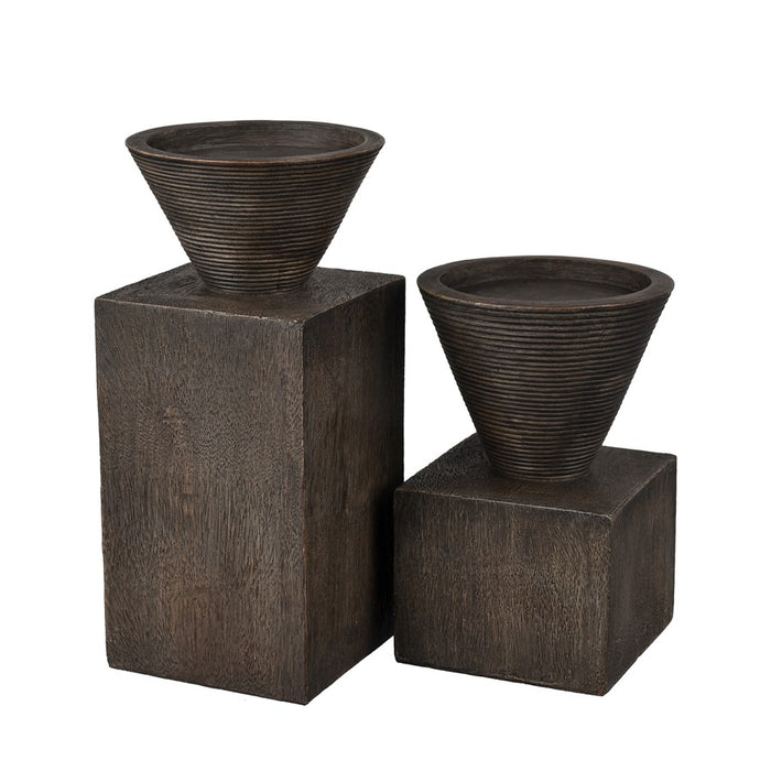 Atlas Lighting Disa Small Candleholder, Dark Brown