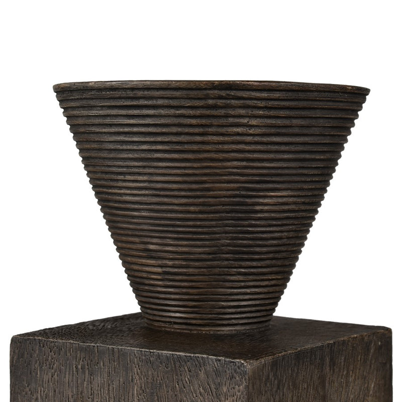Atlas Lighting Disa Small Candleholder | Dark Brown Composite Brutalist Sculptural | Shelf & Tabletop Decor | 4 x 4 x 6 in | Model AC11249-01