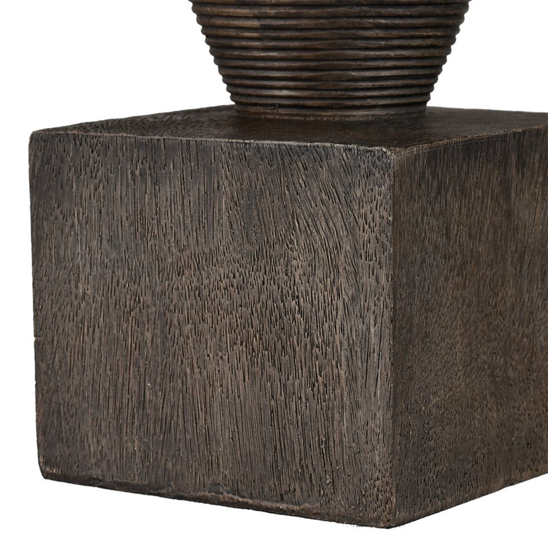 Atlas Lighting Disa Small Candleholder | Dark Brown Composite Brutalist Sculptural | Shelf & Tabletop Decor | 4 x 4 x 6 in | Model AC11249-01