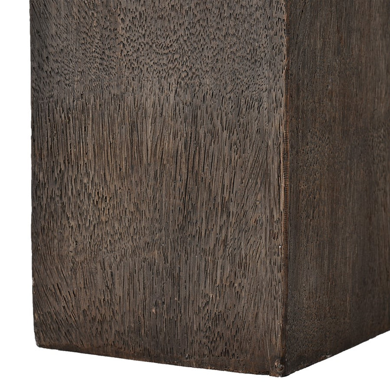 Atlas Lighting Disa Large Candleholder | Dark Brown Composite Brutalist Sculptural | Shelf & Tabletop Decor | 4 x 4 x 8.25 in | Model AC11249-02