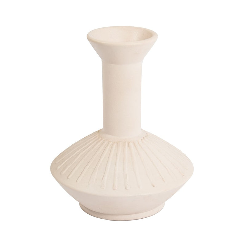 Atlas Lighting Doric Medium Vase | Cream Earthenware Sculptural Decor | Living Room & Entryway Accent | 8 x 8 x 9 in | Model AC11253-01