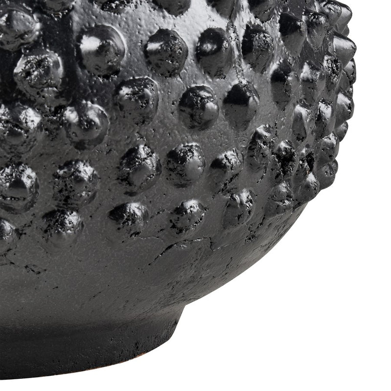 Atlas Lighting Dorus Medium Vase | Textured Black Earthenware | Tabletop & Etagere Decor | 12.5 x 12.5 x 9.75 in | Model AC11257-02