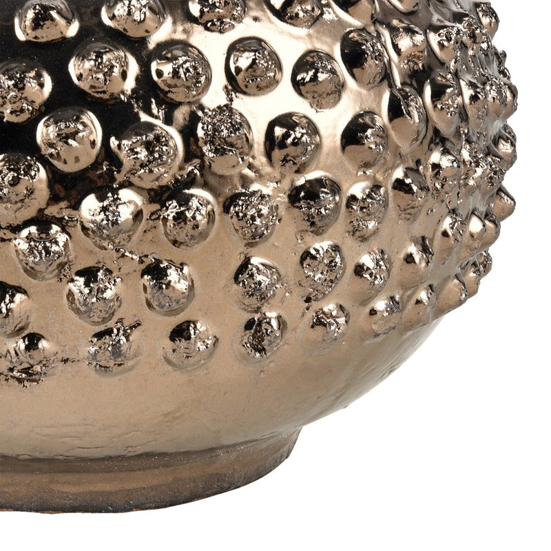 Atlas Lighting Dorus Small Vase | Textured Gold Earthenware | Tabletop & Etagere Decor | 10.25 x 10.25 x 9 in | Model AC11258-01