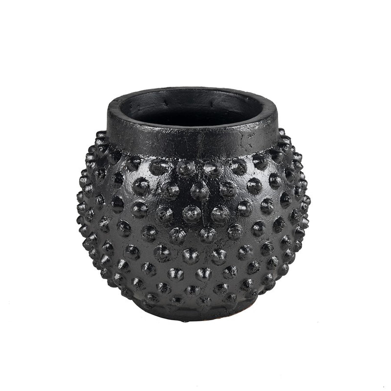 Atlas Lighting Dorus Small Vase | Textured Black Earthenware | Tabletop & Etagere Decor | 10.25 x 10.25 x 9 in | Model AC11258-02