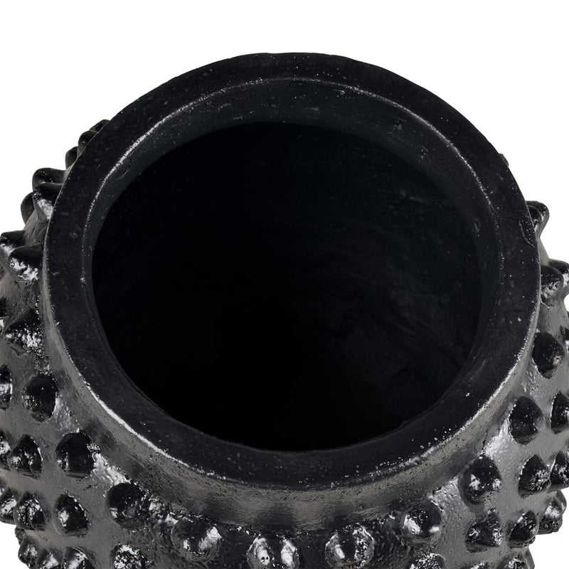 Atlas Lighting Dorus Small Vase | Textured Black Earthenware | Tabletop & Etagere Decor | 10.25 x 10.25 x 9 in | Model AC11258-02