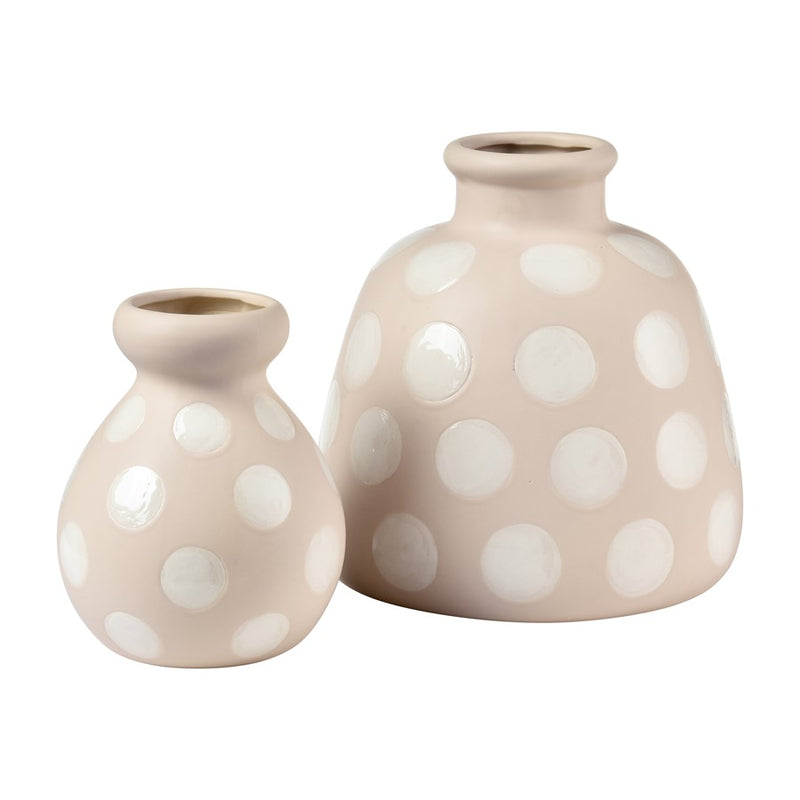 Atlas Lighting Dottie Small Bottle | Taupe and Cream Earthenware | Shelf & Tabletop Decor | 6 x 6 x 7.25 in | Model AC11261-01
