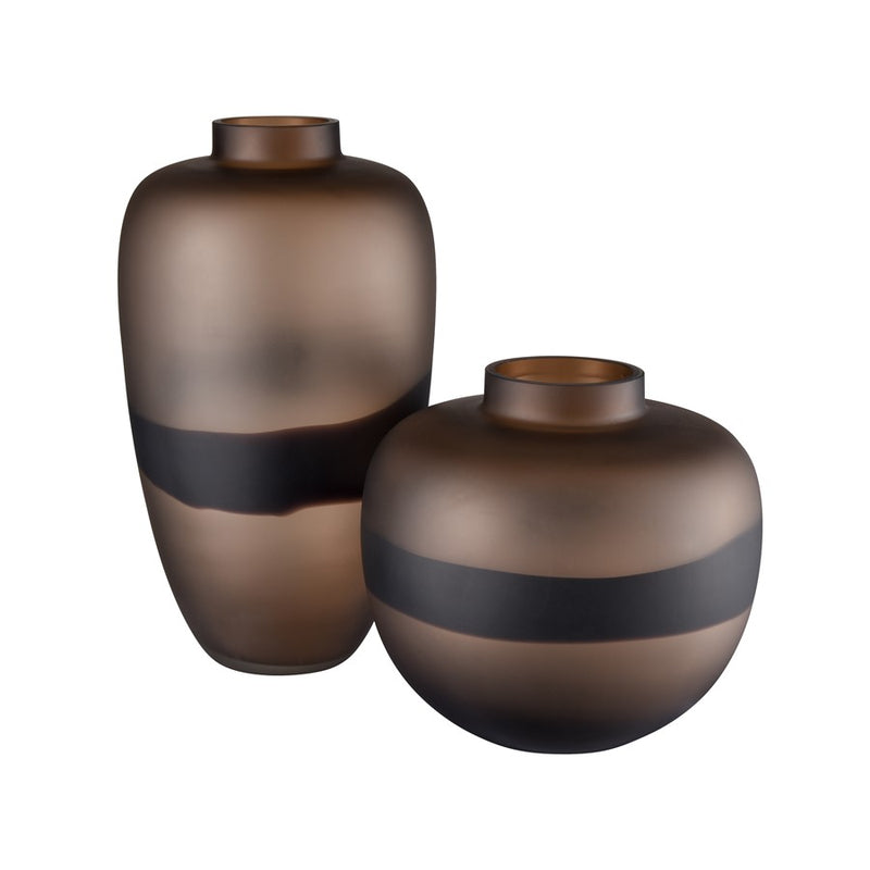 Atlas Lighting Dugan Tall Vase | Tobacco Glass with Black Accent | Transitional Decor for Living Room & Entryway | Model AC11272-01