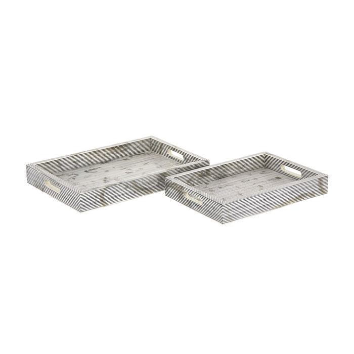 Atlas Lighting Eaton Etched Tray Set of 2, White