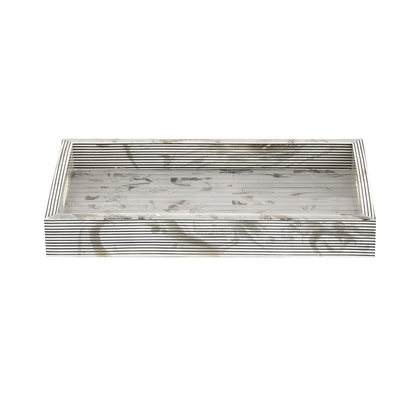 Atlas Lighting Eaton Etched Tray Set of 2 | Transitional White and Black Composite | Serving Trays for Coffee Table & Kitchen | Model AC11282-01S