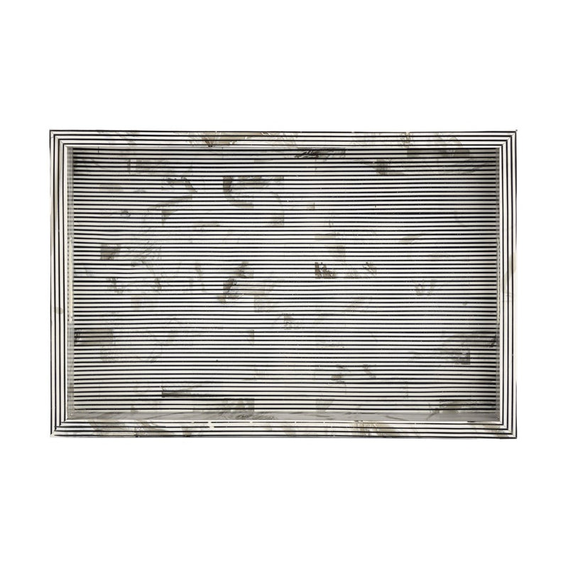Atlas Lighting Eaton Etched Tray Set of 2 | Transitional White and Black Composite | Serving Trays for Coffee Table & Kitchen | Model AC11282-01S