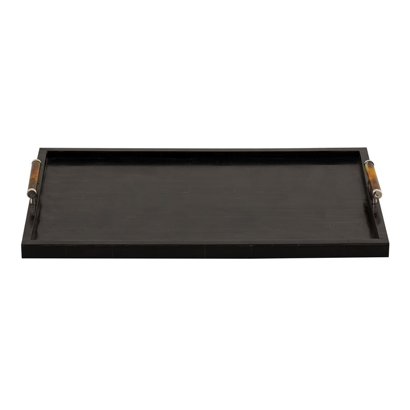 Atlas Lighting Ebony Tray | Transitional Black Composite with Natural Handles | Serving Tray for Coffee Table & Kitchen Island | Model AC11283-01