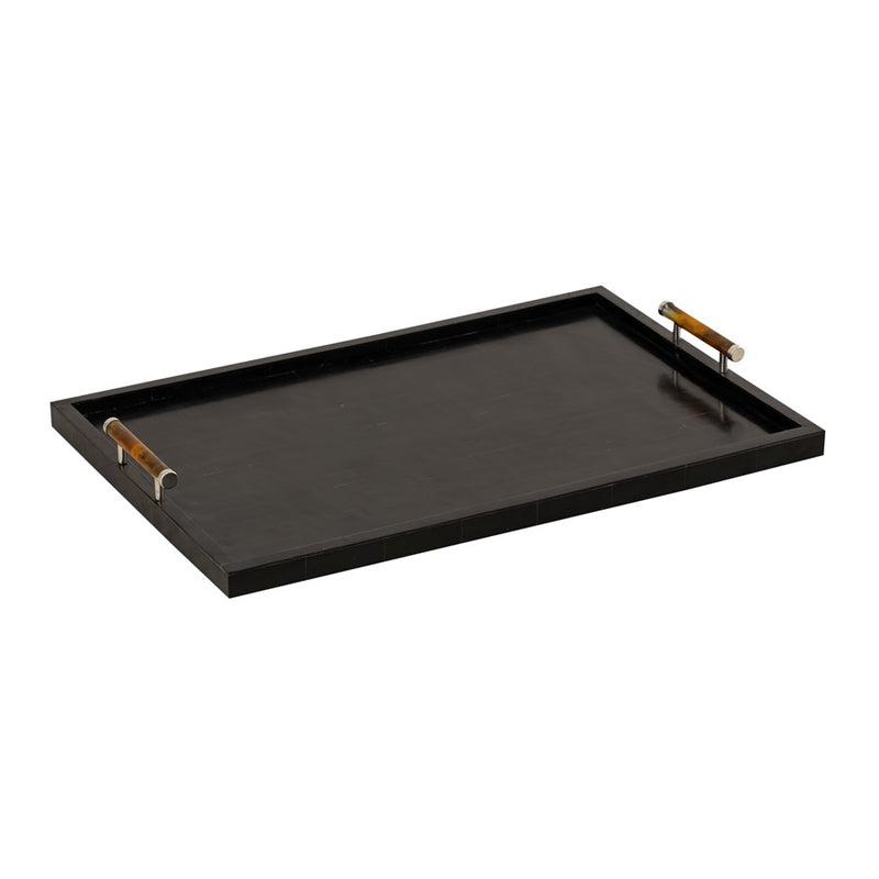 Atlas Lighting Ebony Tray | Transitional Black Composite with Natural Handles | Serving Tray for Coffee Table & Kitchen Island | Model AC11283-01