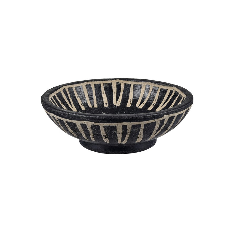 Atlas Lighting Eleni Plate Set of 2 | Black Earthenware with Tribal Etching | Transitional Decor for Table & Shelf | Model AC11287-01S