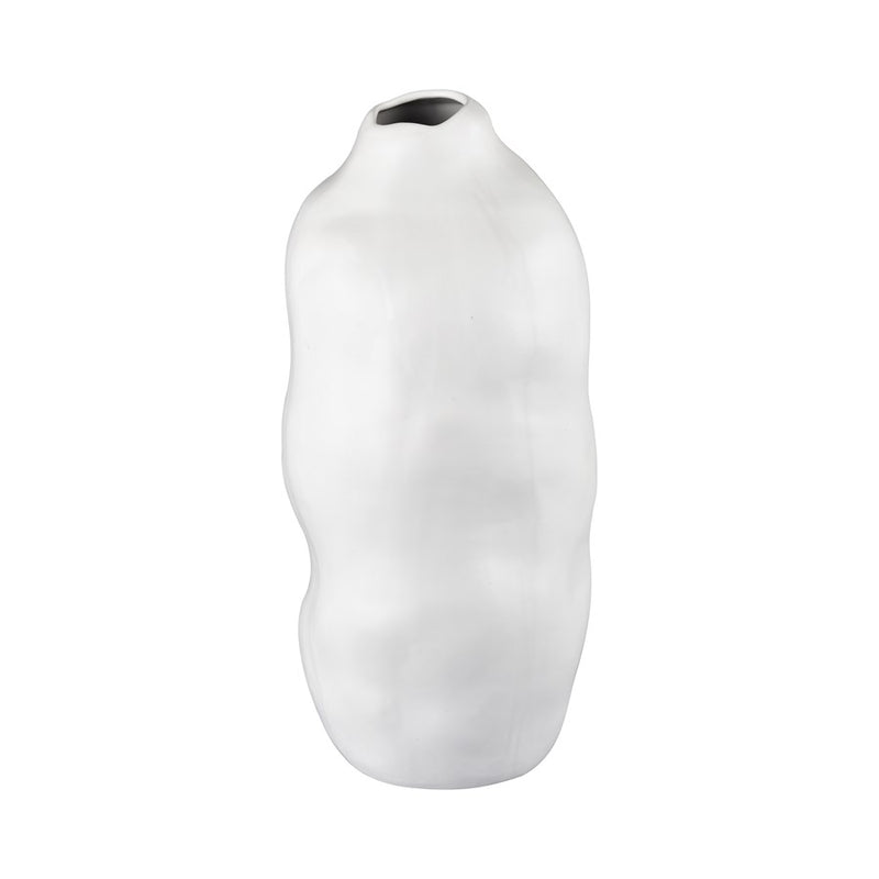 Atlas Lighting Elias Large Vase | White Satin Earthenware | Modern Sculpture & Flower Display | 10in W x 10in D x 20.5in H | Model AC11289-02