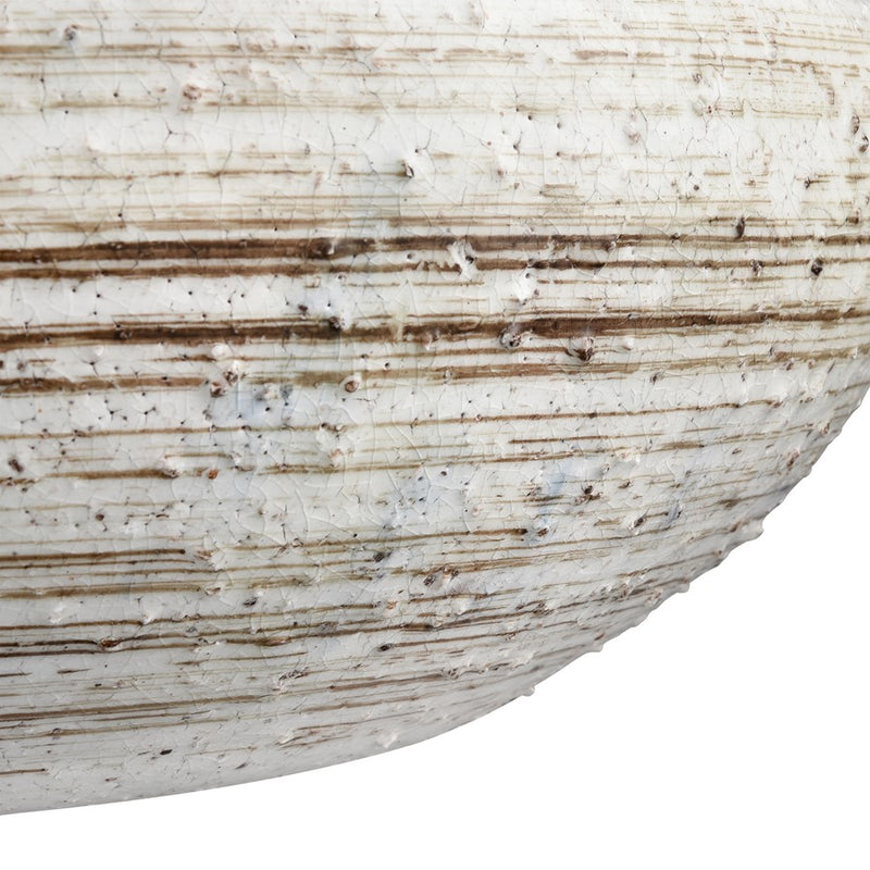 Atlas Lighting Ellen Bowl | White & Brown Striped Earthenware | Decorative Centerpiece & Catchall | 15.25in W x 15.25in D x 5.25in | Model AC11290-01