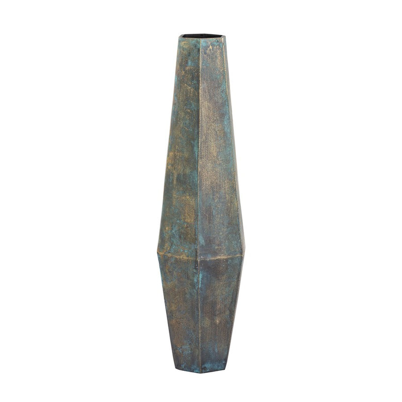 Atlas Lighting Erwin Vase Set of 2 | Oxidized Brass Metal Faceted Vases | Living Room & Entryway Decor | 6.75in W x 6in D x 24in H | Model AC11295-01S